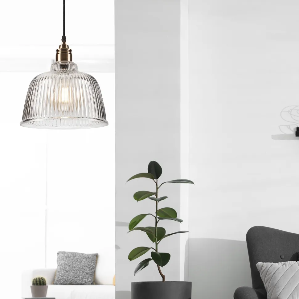 Pendelleuchte Glas Metall E27 Ø 28 cm Vintage Esszimmer