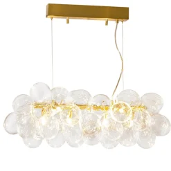 Pendelleuchte Glas Metall L: 80 cm H: max. 120 cm in Gold