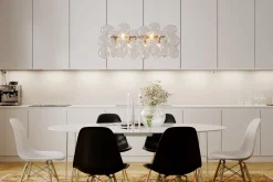 Pendelleuchte Glas Metall L: 80 cm H: max. 120 cm in Gold