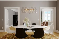 Pendelleuchte Glas Metall L: 80 cm H: max. 120 cm in Gold