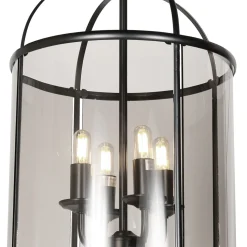 Pendelleuchte Glas Metall Schwarz Rauchgrau B:31 cm E14