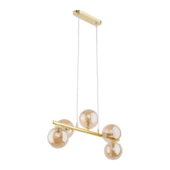 Pendelleuchte Glas Metall 63 cm breit 5-flammig