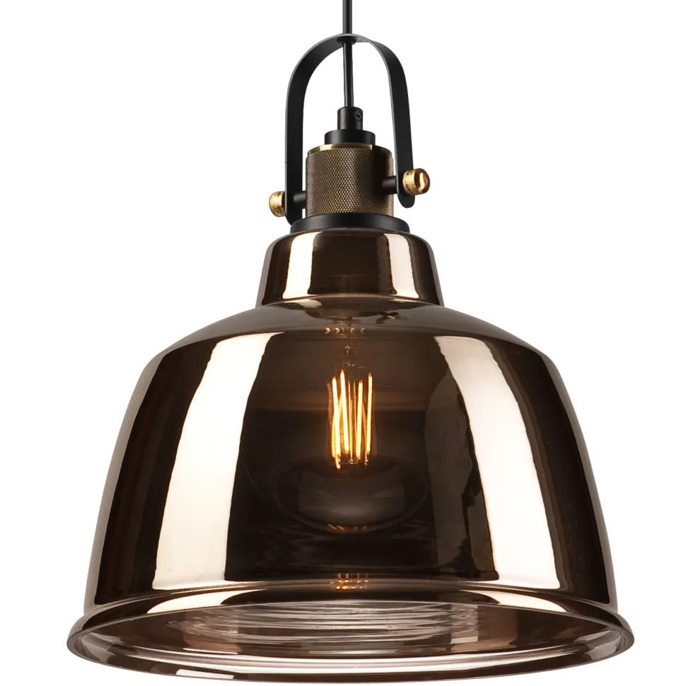 Pendelleuchte Glas Schirm Industrial Vintage E27