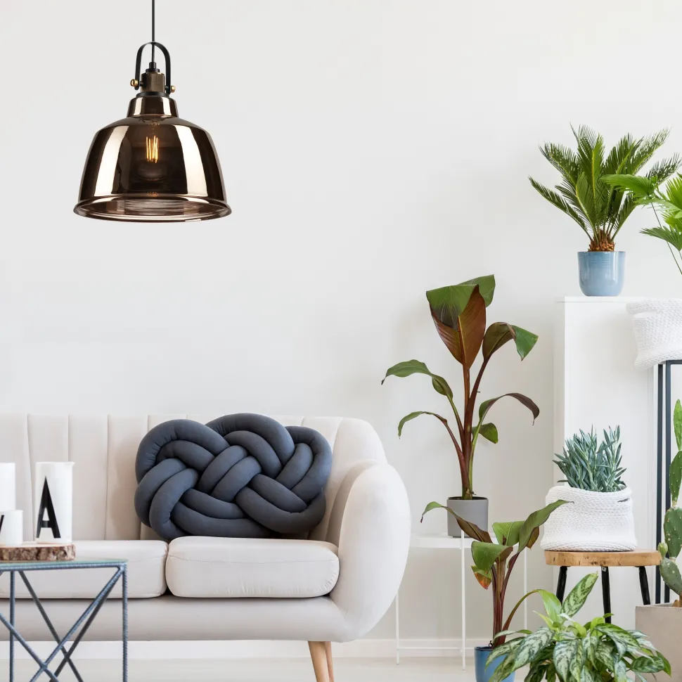 Pendelleuchte Glas Schirm Industrial Vintage E27