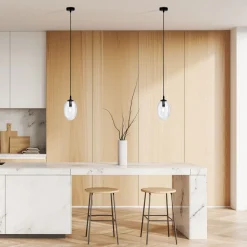 Pendelleuchte Glas Schirm Ø 12 cm Schwarz Transparent