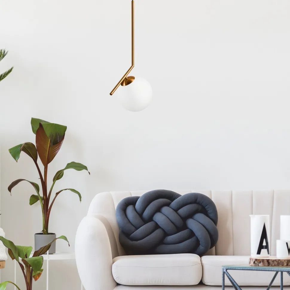 Pendelleuchte Glaskugel Metall in Messing Weiß Ø30 cm