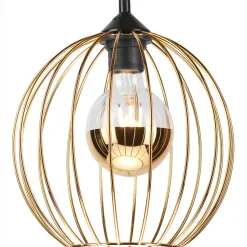 Pendelleuchte Gold Schwarz Ø 24 cm rund Metall Kugel