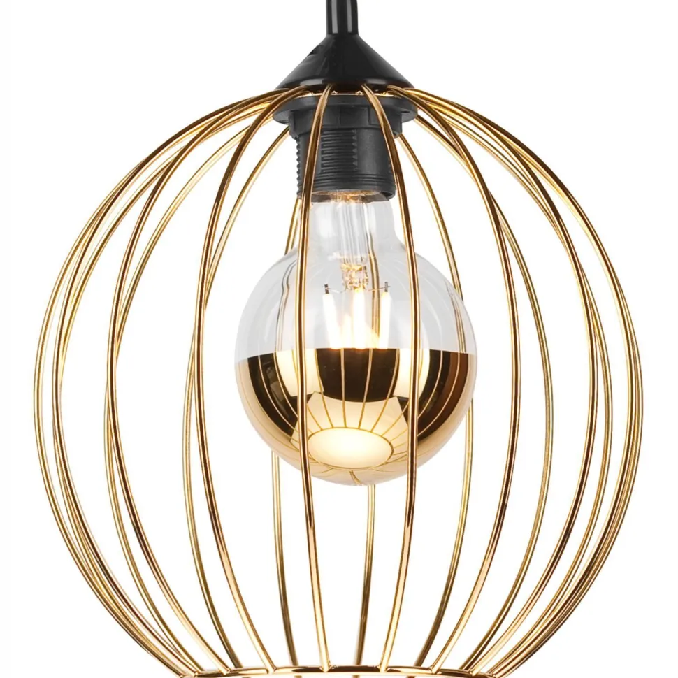 Pendelleuchte Gold Schwarz Ø 24 cm rund Metall Kugel