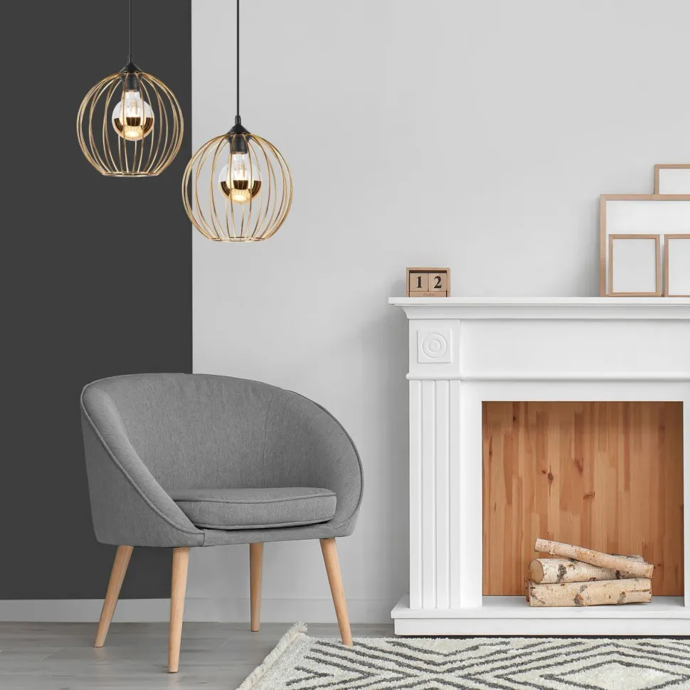 Pendelleuchte Gold Schwarz Ø 24 cm rund Metall Kugel