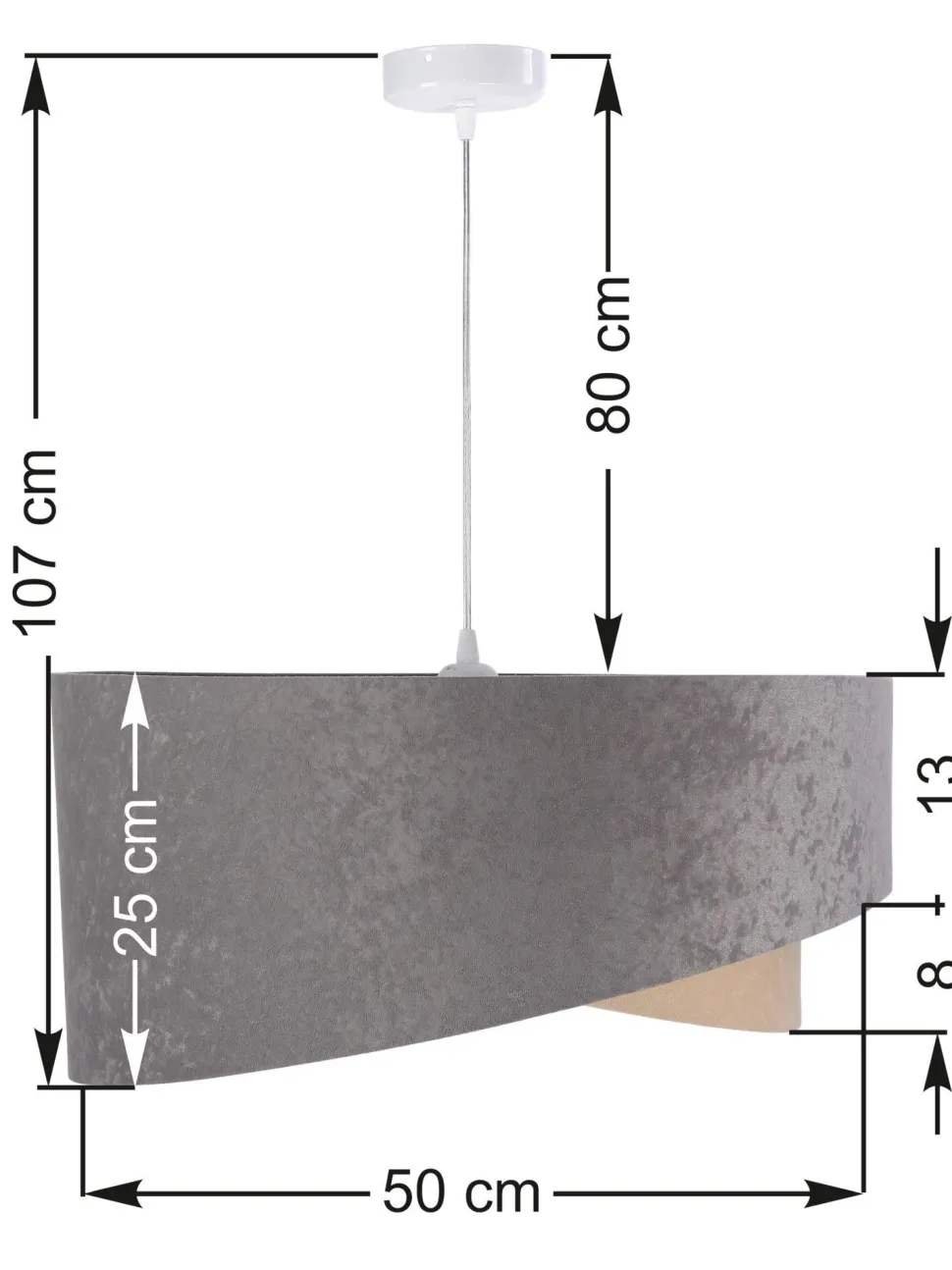 Pendelleuchte Grau Beige Gold Ø50cm Stoff Esstisch