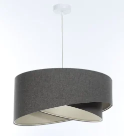 Pendelleuchte Grau E27 rund Ø 60 cm Stoff Modern verstellbar