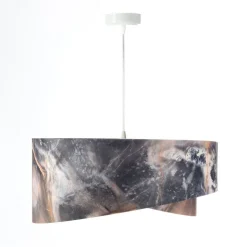 Pendelleuchte Grau Gold E27 rund D: 50 cm E27 Stoffschirm