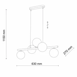 Pendelleuchte Grau Schwarz Metall Glas 5-flammig