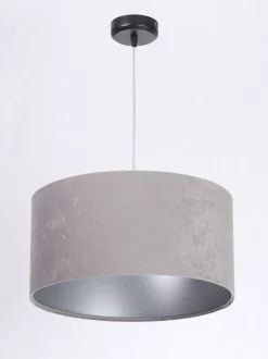 Pendelleuchte Grau Silber Stoff Esstisch Retro