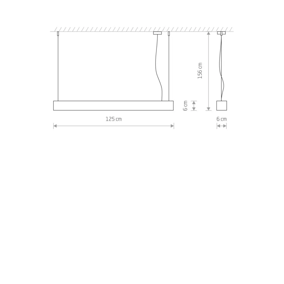 Pendelleuchte Grau T8 LED mit 3000 K warmweiß B: 125 cm lang