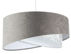 Pendelleuchte Grau Weiß Ø 50 cm Stoffschirm Velours Optik