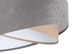 Pendelleuchte Großer Schirm Grau Beige Weiß Stoff