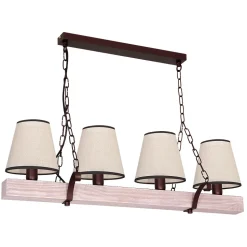 Pendelleuchte Holz Balken B: 72 cm 4x E27 Braun Beige