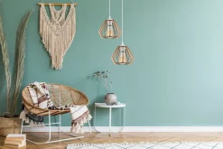 Pendelleuchte Holz 2-flammig E27 B:35 cm Skandinavisch