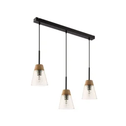 Pendelleuchte in Schwarz Bernstein Esstisch ARAVAE