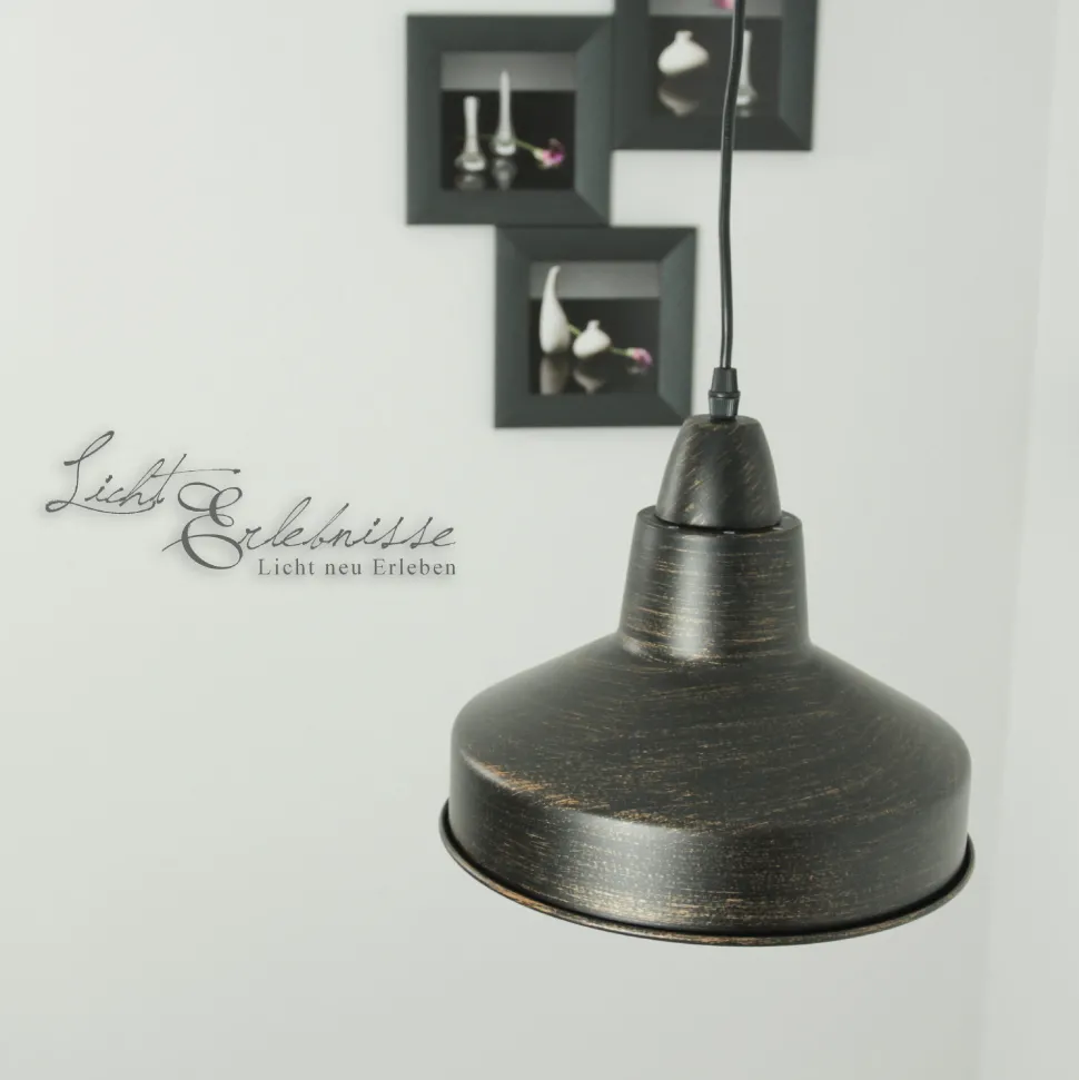 Pendelleuchte Industrial aus Metall Ø 26 cm Braun antik