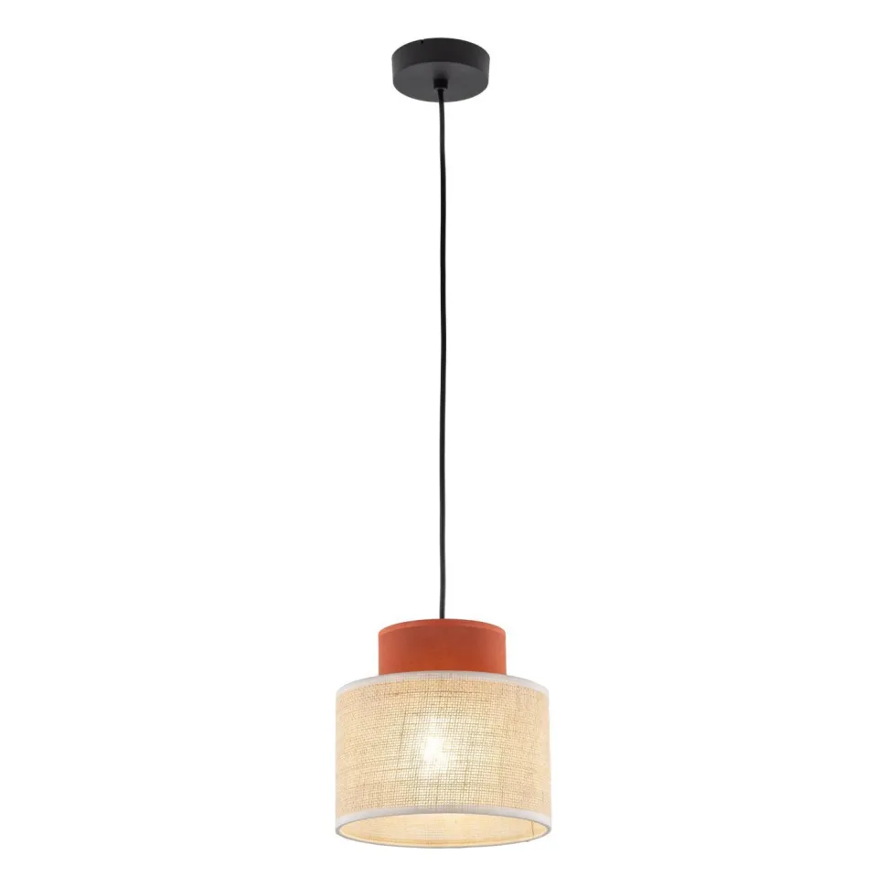 Pendelleuchte Jute Stoff Metall Ø 20 cm schmal Bunt E27