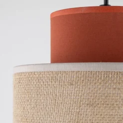 Pendelleuchte Jute Stoff Metall Ø 20 cm schmal Bunt E27