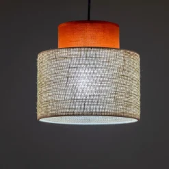 Pendelleuchte Jute Stoff Metall Ø 20 cm schmal Bunt E27