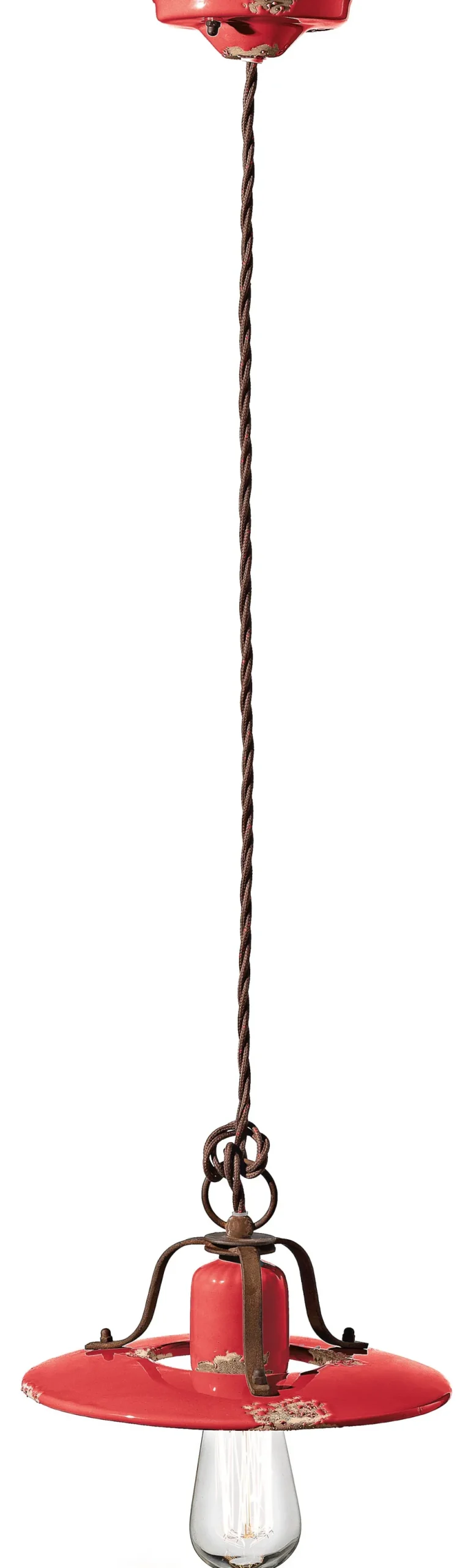 Pendelleuchte Keramik Metall E27 Ø 25 cm Rot Industrial