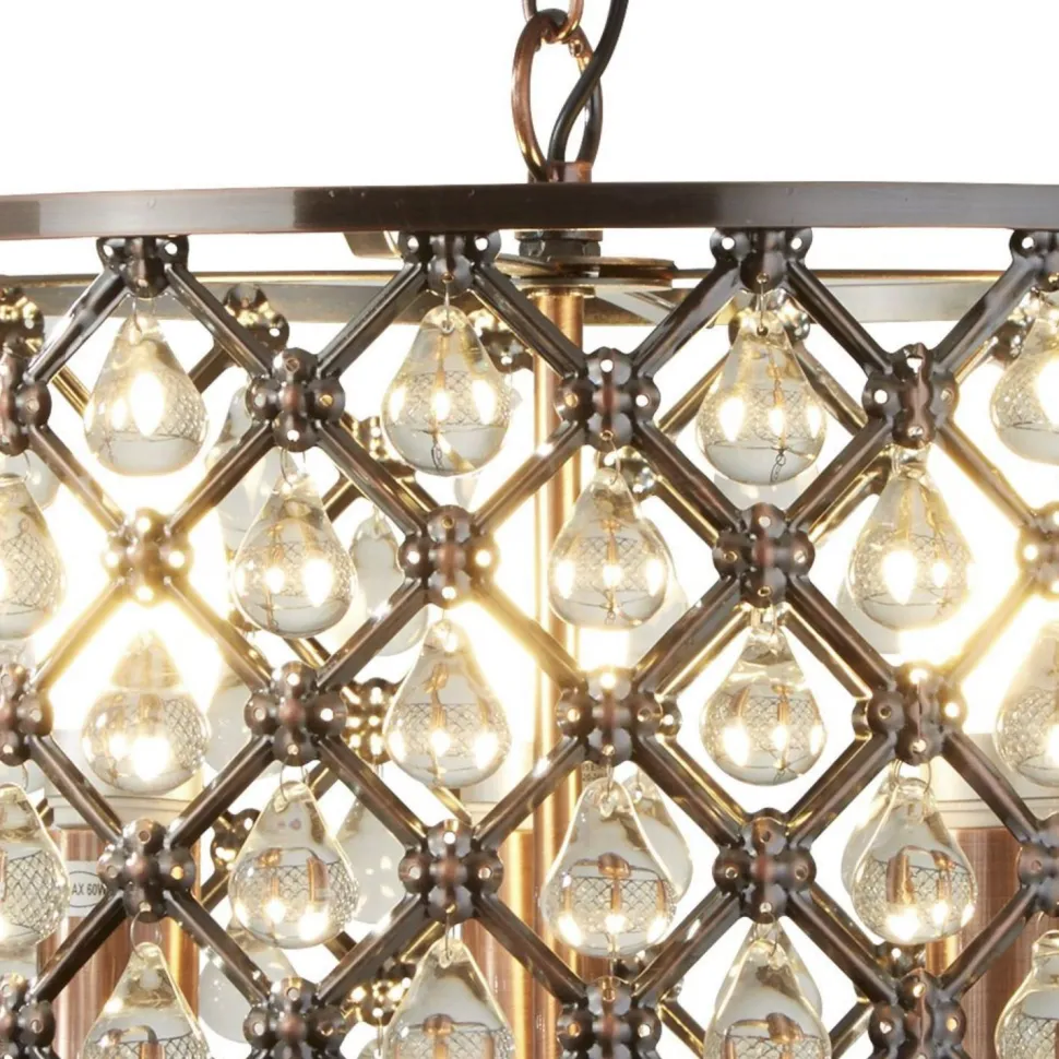 Pendelleuchte Kristall Ø 38 cm 3x E14 in Kupfer antik