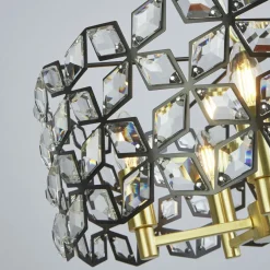 Pendelleuchte Kristall Ø 48 cm rund 5x E14 Messing Schwarz