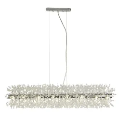 Pendelleuchte Kristall 100 cm lang Chrom Klar 16x G9