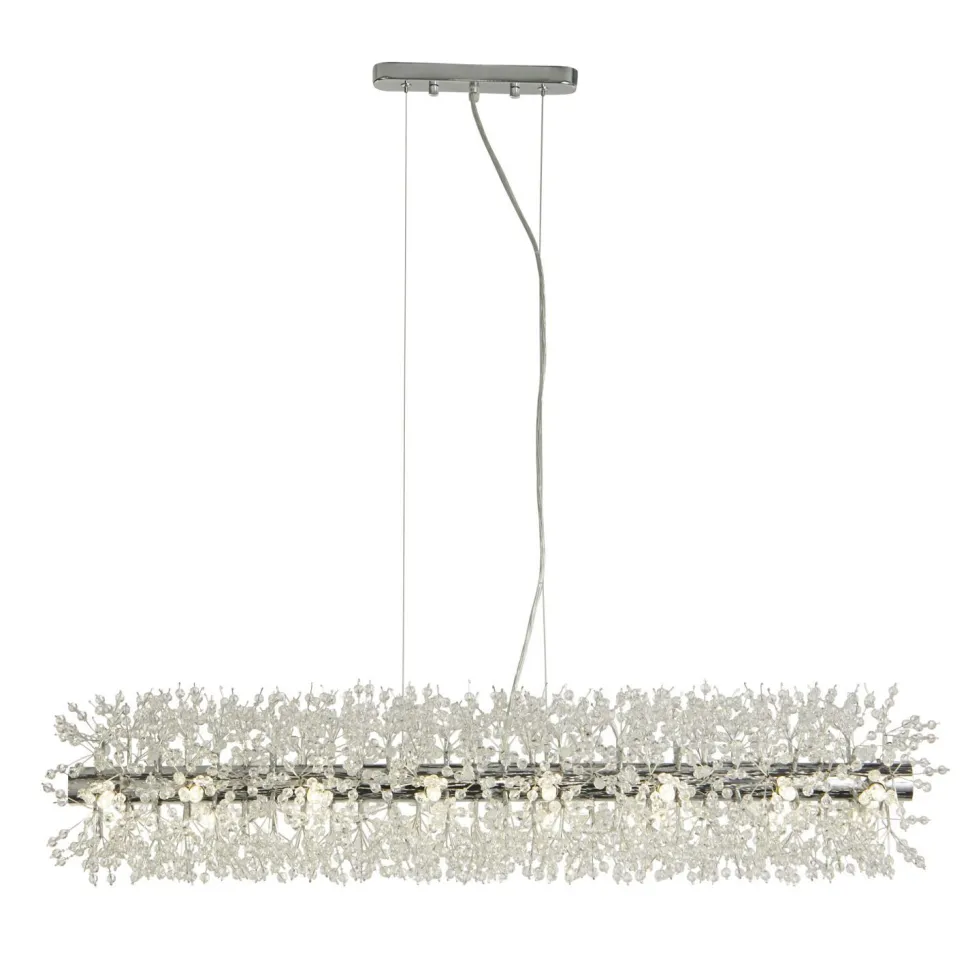 Pendelleuchte Kristall 100 cm lang Chrom Klar 16x G9