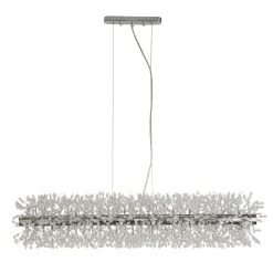 Pendelleuchte Kristall 100 cm lang Chrom Klar 16x G9