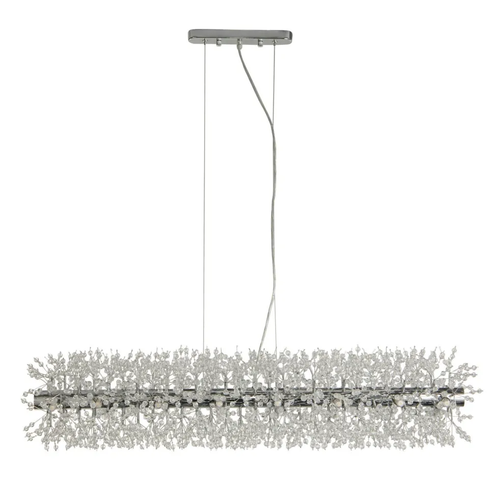 Pendelleuchte Kristall 100 cm lang Chrom Klar 16x G9