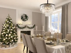 Pendelleuchte Kristall 9x E14 Ø 56 cm in Schwarz Transparent