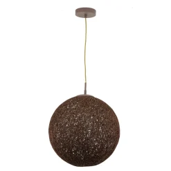 Pendelleuchte Kugel Geflecht Braun rund Ø 39 cm Metall