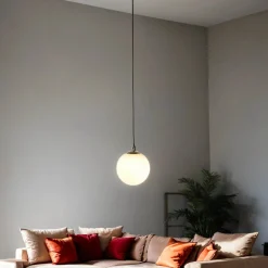 Pendelleuchte Kugelschirm Schwarz Weiß Gold E14