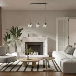 Pendelleuchte Kugelschirm Glas B: 81 cm 3-flammig E27