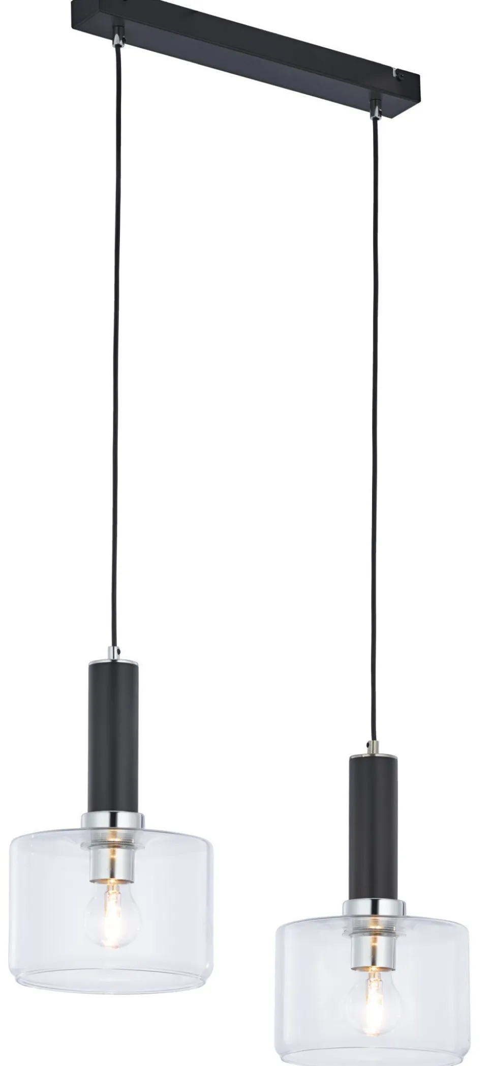 Pendelleuchte lang Metall Schwarz E27 verstellbar