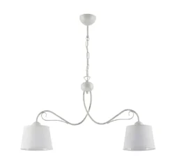 Pendelleuchte LOCOLA Weiß 2 Stoffschirme Esszimmer