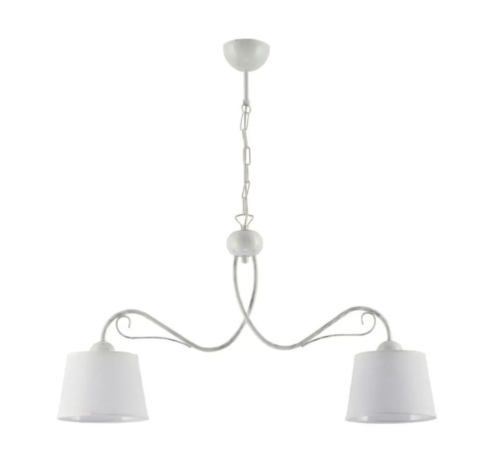 Pendelleuchte LOCOLA Weiß 2 Stoffschirme Esszimmer