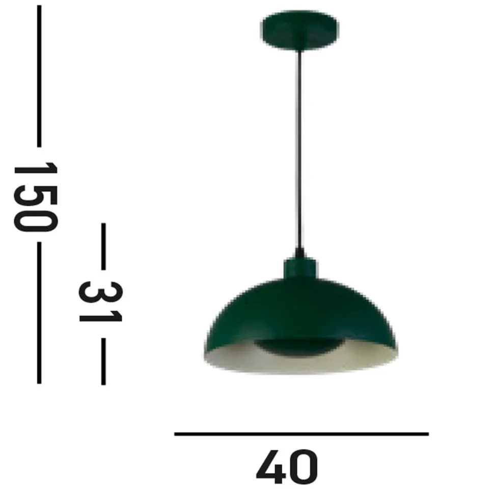 Pendelleuchte Loft E27 Ø40 cm rund Metallschirm in Grün