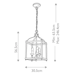 Pendelleuchte Metall 30,5 cm breit H: max. 246,4 cm 3x E14