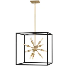 Pendelleuchte Metall B: 51 cm Messing Schwarz 12x E14