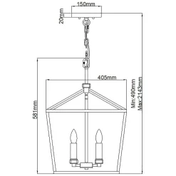 Pendelleuchte Metall E14 40,5 cm breit H: max. 216,9 cm