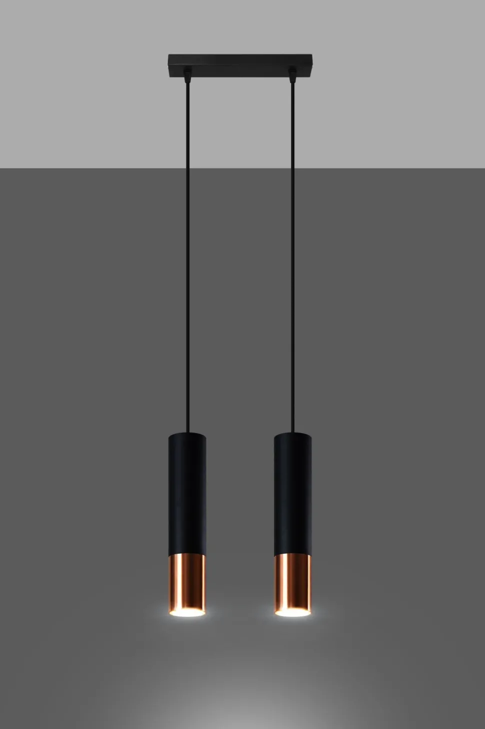 Pendelleuchte Metall 2-flammig GU10 Schwarz Kupfer EDYTH