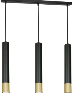 Pendelleuchte Metall 3-flammig Schwarz Gold GU10 Modern