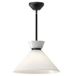 Pendelleuchte Metall Glas D: 35,8 cm rund Schwarz Weiß