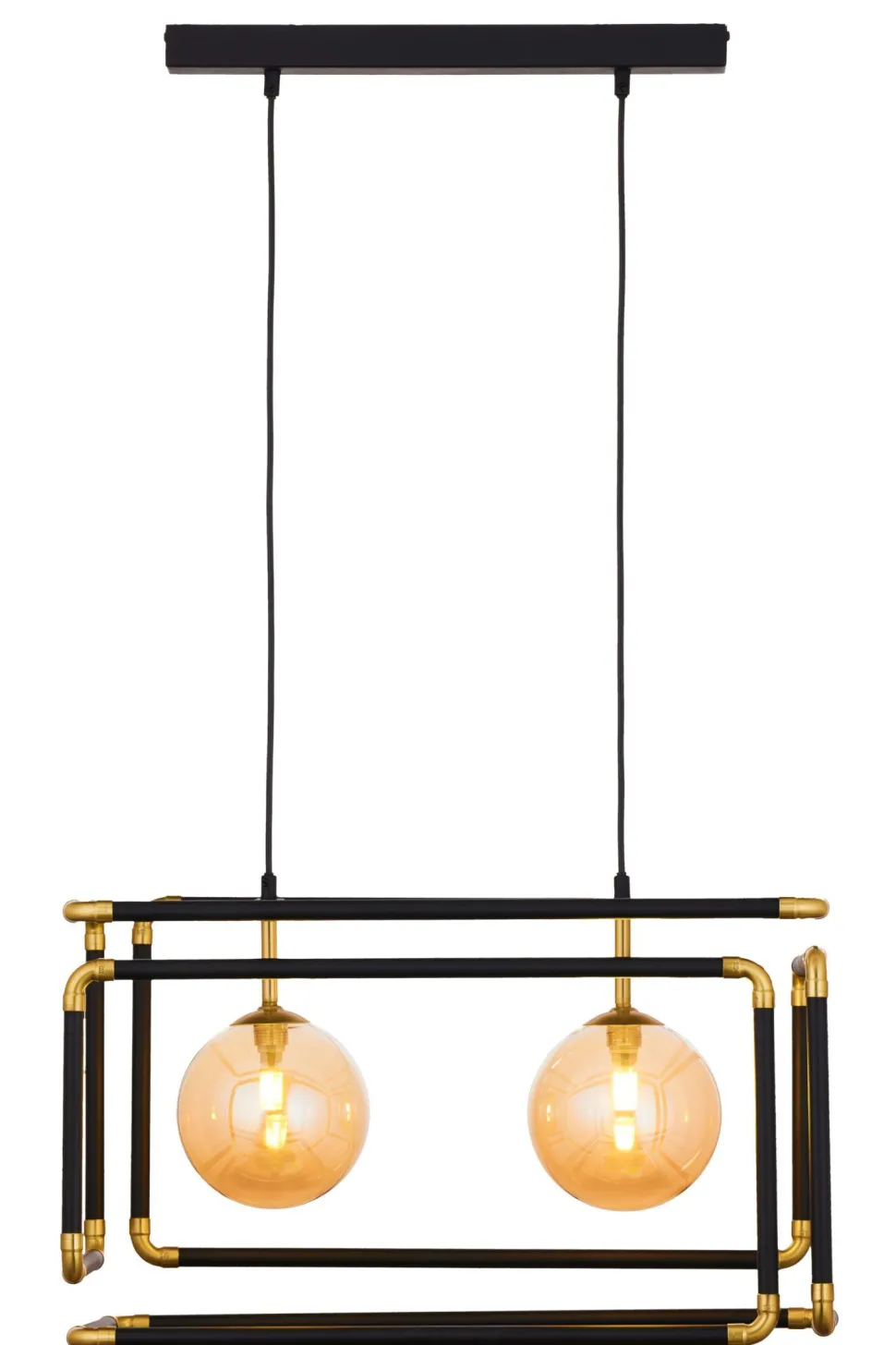 Pendelleuchte Metall Glas in Schwarz Bernstein G9 54 cm